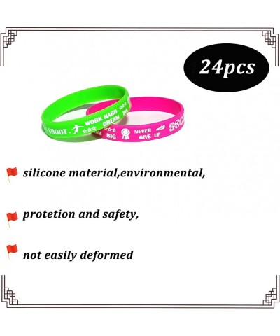 24 PCS Soccer Motivational Silicone Wristbands Bracelets Bulk for Baby Shower/Events/Carnival/Birthday Party Favors Supplies ...