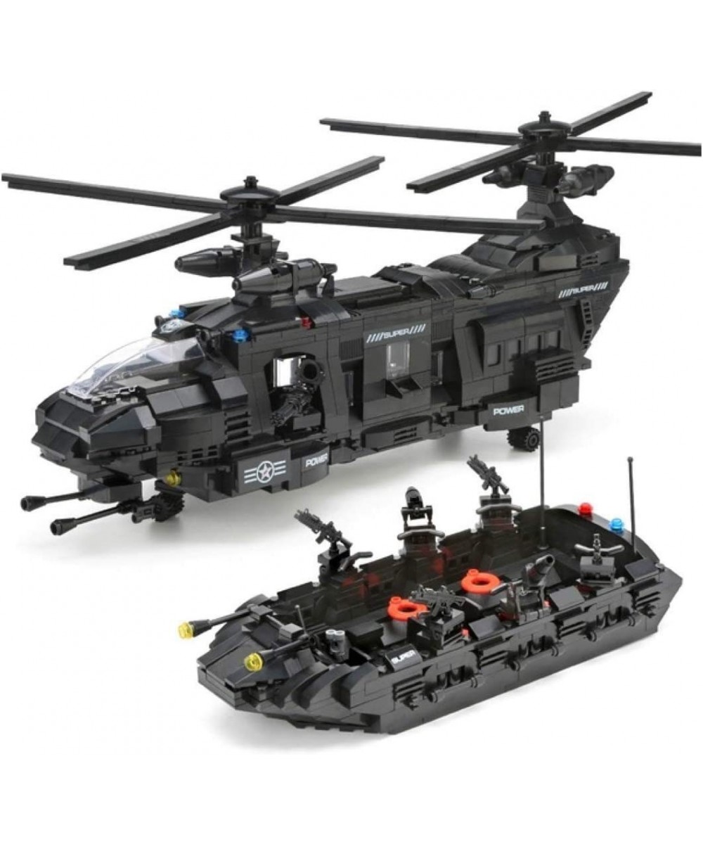 General Jim’s Building Blocks Army Toys - Black Hawk Swat Toy Police Helicopter Raft & Accessories Toy Building Blocks Set $9...