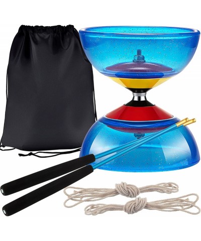 6 Pieces Chinese Diabolo Toy Set Includes 5 Inches Five Bearings Diabolo Blue Ball Toys with 2 Pieces Alloy Diabolo Sticks 2 ...