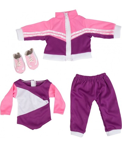 Gymnastics Doll Outfit for 18" Dolls (4 Piece Set) - Sports Premium Costume Handmade Clothes Include Leotard Warm-Up Pants & ...