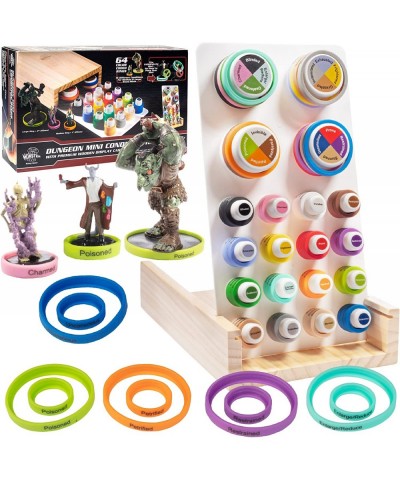 DND Flexible Condition Rings w Case (64 Rings for Standard & Large Mini Figures)- Easy Affix Base Slides Under Figure- PrePri...