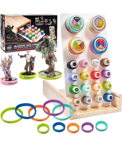 DND Flexible Condition Rings w Case (64 Rings for Standard & Large Mini Figures)- Easy Affix Base Slides Under Figure- PrePri...