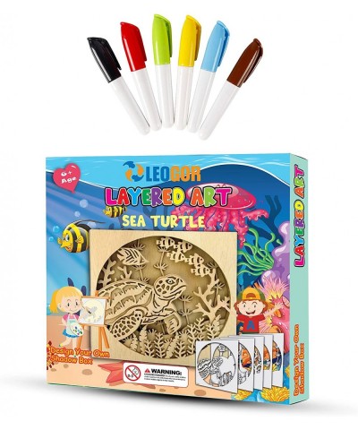 Paint Your Own Animal Shadow Box Kit - Sea Turtle - DIY Kids Wooden Arts and Crafts - Painting Kits for Kids Ages 6 and Up - ...