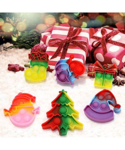 24 Pcs Mini Pop Fidget Toy Pack Christmas Ornaments Simple Bubble Poping Keychain Anxiety Stress Relief Sensory Hand Squeeze ...