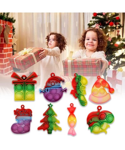 24 Pcs Mini Pop Fidget Toy Pack Christmas Ornaments Simple Bubble Poping Keychain Anxiety Stress Relief Sensory Hand Squeeze ...