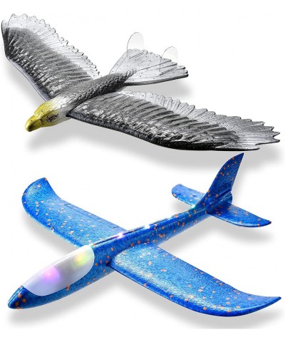 2 Pack Airplane LED Light＆Eagle Airplane.17.5" Large Throwing Foam Plane 2 Flight Mode Glider Plane Flying Toy for Kids Gifts...