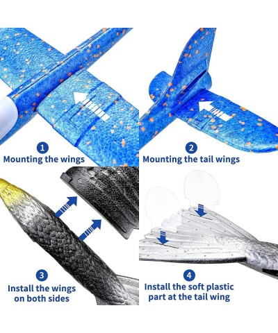 2 Pack Airplane LED Light＆Eagle Airplane.17.5" Large Throwing Foam Plane 2 Flight Mode Glider Plane Flying Toy for Kids Gifts...