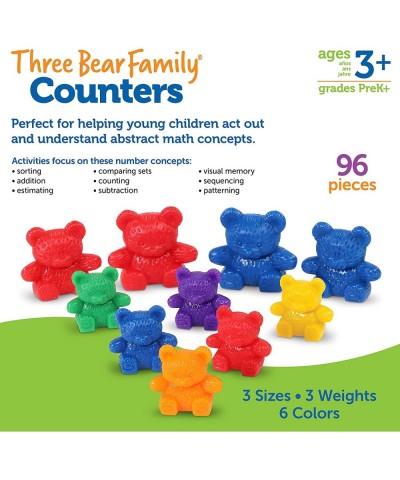 Three Bear Family Counters - 96 Pieces. Ages 3+ Preschool Learning Toys Counting Toys for Toddler Social Emotional Learning T...