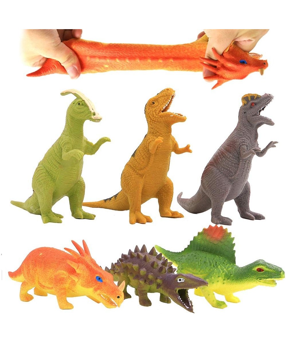 Dinosaur Toy 8 inch Rubber Dinosaur Set(6 Pack) Super Stretches Material TPR with Gift Bag Realistic Dinosaur Figure Toy for ...