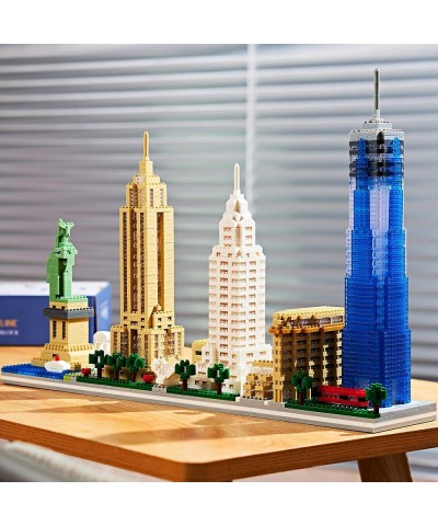 YUJNS Architecture Skyline Collection Sets for Adults New York Micro Blocks: The Statue of Liberty Empire State Building Stat...