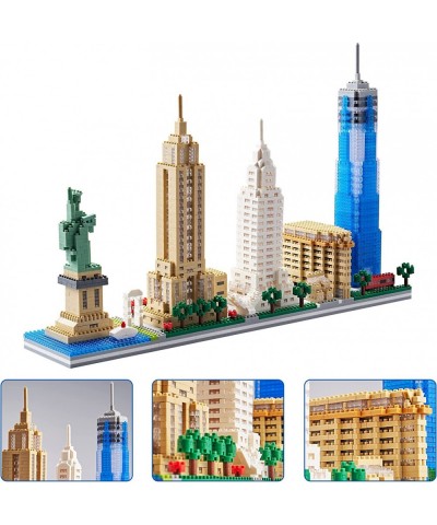 YUJNS Architecture Skyline Collection Sets for Adults New York Micro Blocks: The Statue of Liberty Empire State Building Stat...