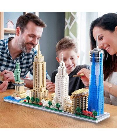 YUJNS Architecture Skyline Collection Sets for Adults New York Micro Blocks: The Statue of Liberty Empire State Building Stat...