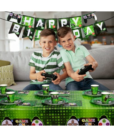 Video Game Table Covers - 4 Pack 108'' x 54'' Disposable Printed Plastic Tablecloth Party Supplies for Kids Player Geek Game ...