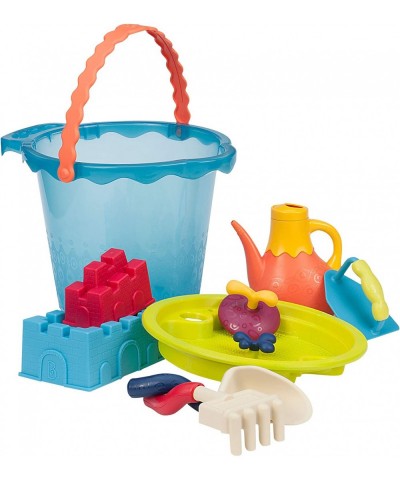 B. Toys – Shore Thing – Large Beach Playset – Large Bucket Set (Sea Blue) with 11 Funky Sand Toys for Kids – Phthalates Free ...