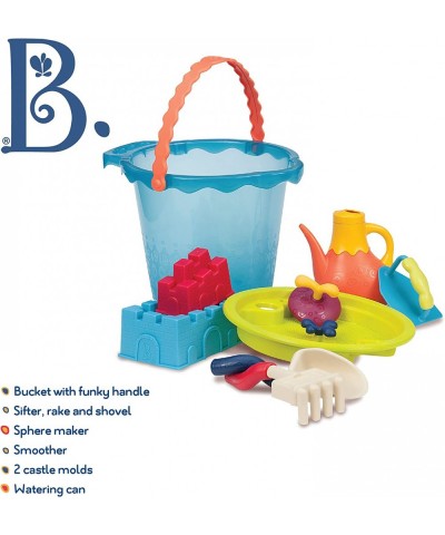 B. Toys – Shore Thing – Large Beach Playset – Large Bucket Set (Sea Blue) with 11 Funky Sand Toys for Kids – Phthalates Free ...