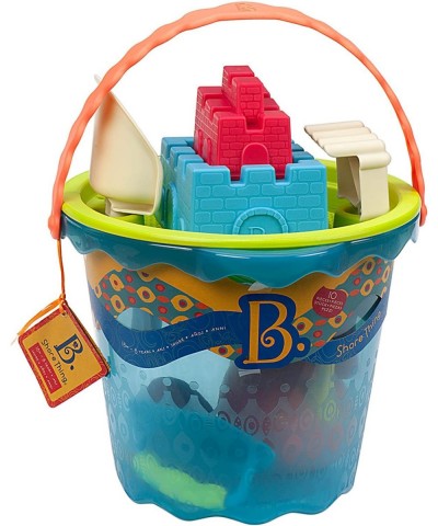 B. Toys – Shore Thing – Large Beach Playset – Large Bucket Set (Sea Blue) with 11 Funky Sand Toys for Kids – Phthalates Free ...