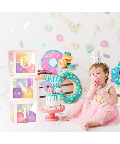 Baby 1st Birthday Decorations First Birthday Balloon Boxes Decor with Letter ONE Blocks Design for Boy Girl 1 Year Old Birthd...