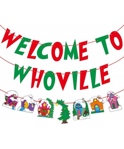 Welcome to Whoville Banner Whoville Sign Christmas Decorations Red and Green Christmas Banner Xmas Whoville Christmas Village...