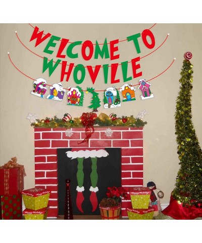 Welcome to Whoville Banner Whoville Sign Christmas Decorations Red and Green Christmas Banner Xmas Whoville Christmas Village...