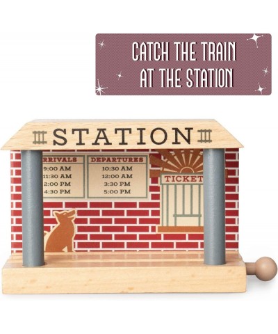 Wooden Train Track Mechanic & Station Service Building 2-in-1 Mechanic Service & Train Station for Customizing Wooden Train T...