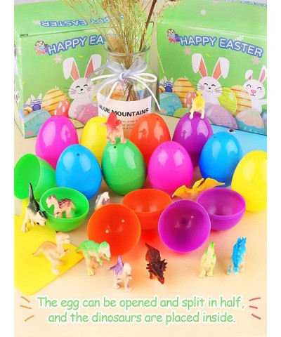 24PCS Easter Eggs Plastic Easter Egg Basket Stuffers with Dinosaur Toys Egg Fillers Easter Pre-Filled Eggs for Kids Holiday P...