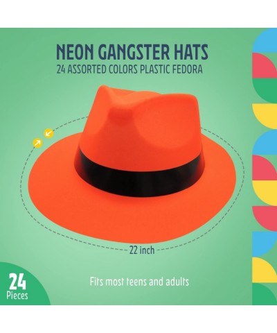 Neon Gangster Hats Assorted Colors -Plastic Mafia Style Party Hat –Neon Fedora Hat Blacklight Party/ Festivals $47.26 Kids' D...