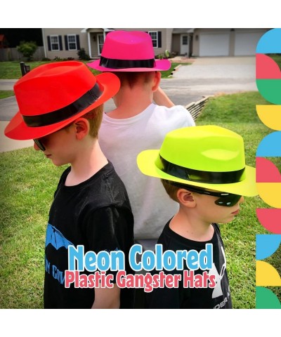 Neon Gangster Hats Assorted Colors -Plastic Mafia Style Party Hat –Neon Fedora Hat Blacklight Party/ Festivals $47.26 Kids' D...