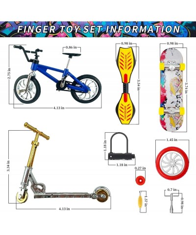 18 Pieces Mini Finger Toys Set Finger Bike Finger Skateboard Fingertip Movement Set Favors Replacement Wheels and Tools Exper...