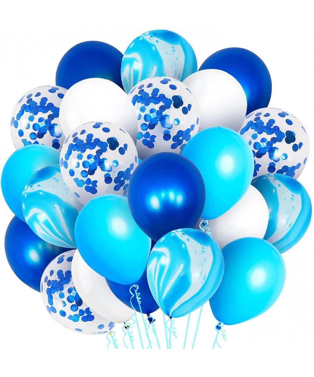 Big Shades of Blue Balloons Set - Pack of 50 Blue Marble Balloons | Blue Confetti Balloons Under The Sea Balloons | Blue and ...