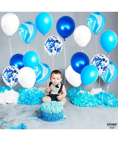 Big Shades of Blue Balloons Set - Pack of 50 Blue Marble Balloons | Blue Confetti Balloons Under The Sea Balloons | Blue and ...