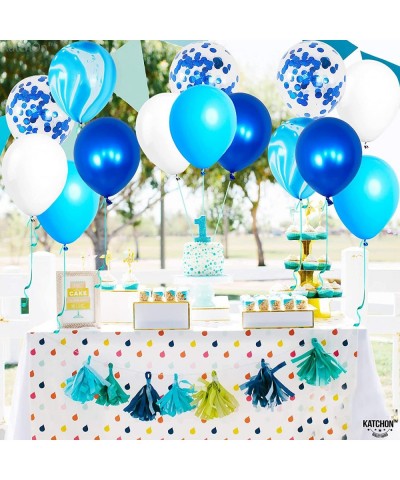 Big Shades of Blue Balloons Set - Pack of 50 Blue Marble Balloons | Blue Confetti Balloons Under The Sea Balloons | Blue and ...