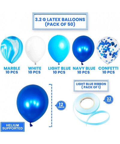 Big Shades of Blue Balloons Set - Pack of 50 Blue Marble Balloons | Blue Confetti Balloons Under The Sea Balloons | Blue and ...