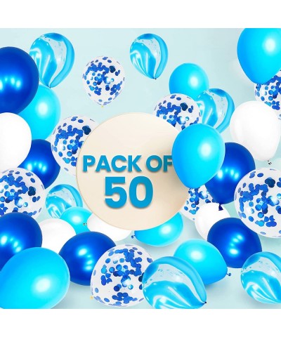 Big Shades of Blue Balloons Set - Pack of 50 Blue Marble Balloons | Blue Confetti Balloons Under The Sea Balloons | Blue and ...