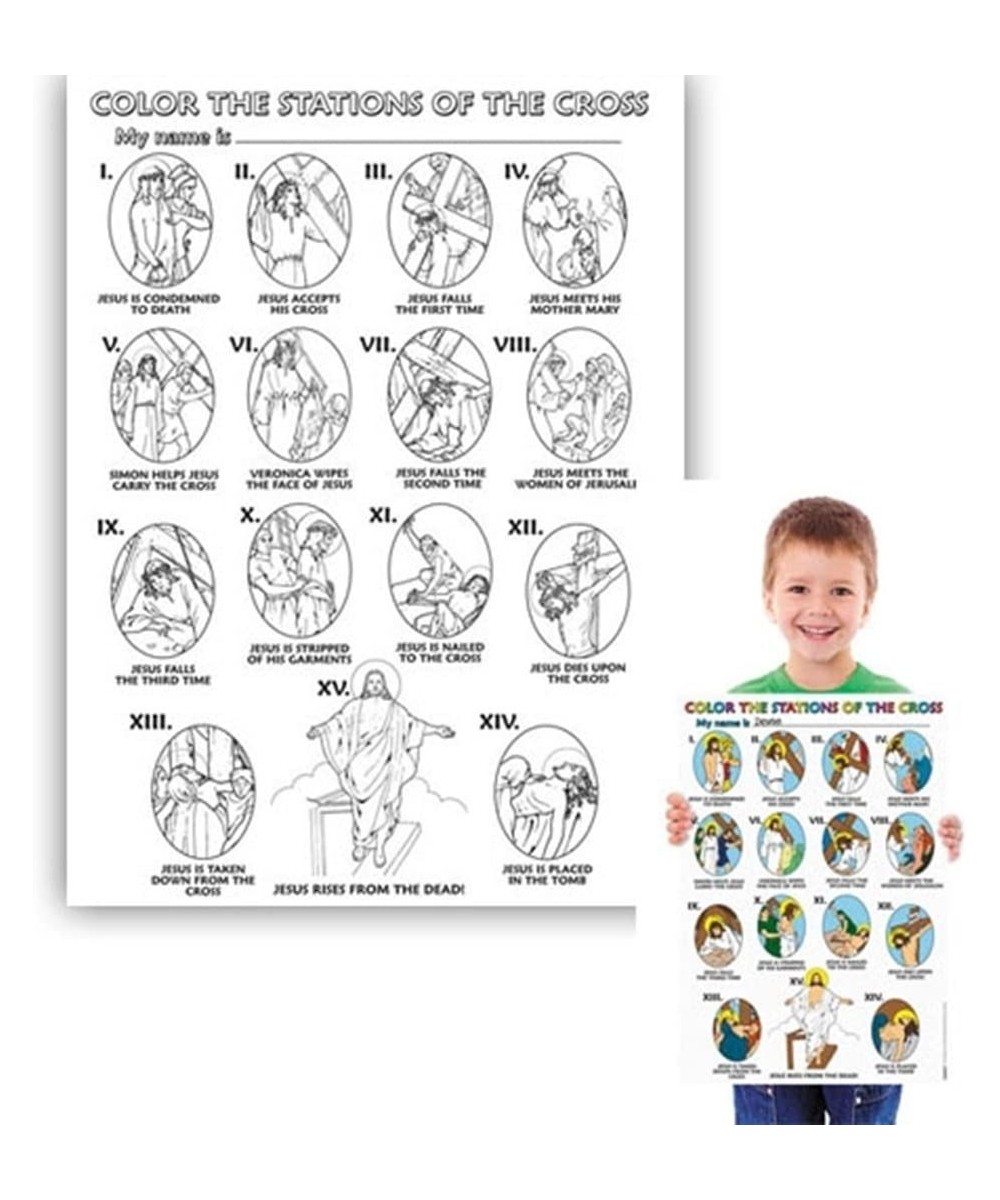 The Stations of The Cross Color Your Own Poster Arts and Craft Activity Pack of 50 $73.38 Kids' Drawing & Writing Boards