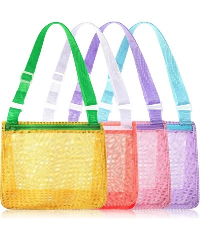 4 Pieces Beach Toy Mesh Bag Kids Shell Collecting Bag Mesh Beach Sand Toy Totes Colorful Mesh Beach Bag Swimming Accessories ...