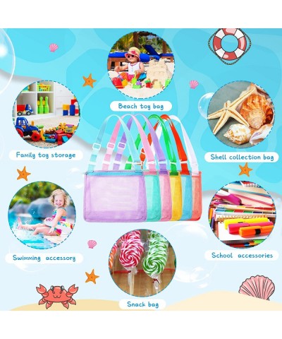 4 Pieces Beach Toy Mesh Bag Kids Shell Collecting Bag Mesh Beach Sand Toy Totes Colorful Mesh Beach Bag Swimming Accessories ...