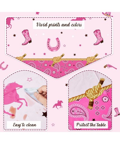 Western Cowgirl Theme Birthday Party Tablecover Pink Felt Horse Tablecloth Cowgirl Table Cover for Western Cowgirl Birthday B...