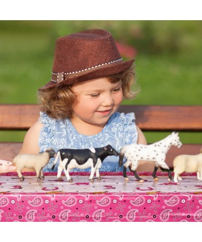 Western Cowgirl Theme Birthday Party Tablecover Pink Felt Horse Tablecloth Cowgirl Table Cover for Western Cowgirl Birthday B...