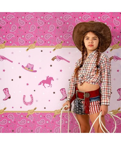 Western Cowgirl Theme Birthday Party Tablecover Pink Felt Horse Tablecloth Cowgirl Table Cover for Western Cowgirl Birthday B...