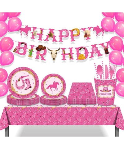 Western Cowgirl Theme Birthday Party Tablecover Pink Felt Horse Tablecloth Cowgirl Table Cover for Western Cowgirl Birthday B...