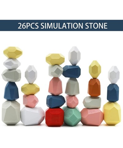 26-Piece Wooden Stacking Toys for Kids 3 Years Old Balancing Toys Balancing Stones Stacking Rocks Sorting and Stacking Rocks ...