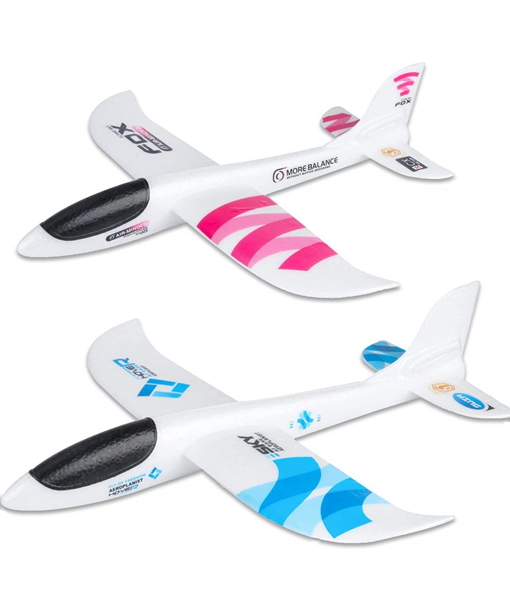 2 Pack Airplane Toys 17.5" Large Throwing Plane Outdoor Sport Toy Foam Glider Aeroplane for 3 4 5 6 7 8 Year Old boy Toddlers...