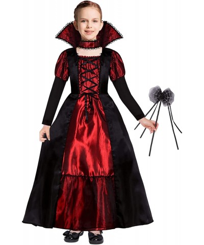 Vampire Costume for Girls Kids Halloween Costumes with Necklace Wand Vampire Queen Dress up $29.22 Kids' Costumes