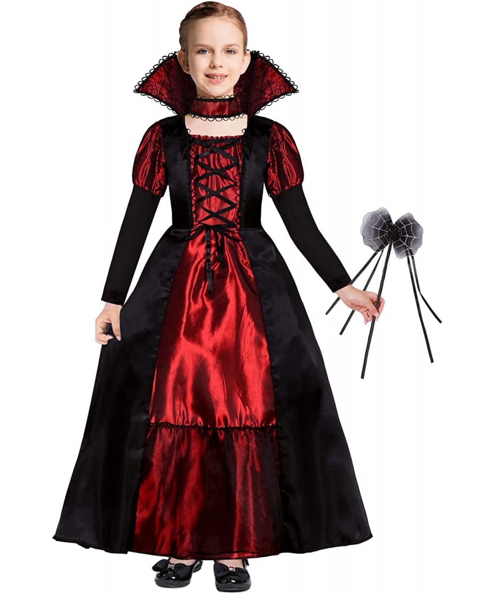 Vampire Costume for Girls Kids Halloween Costumes with Necklace Wand Vampire Queen Dress up $29.22 Kids' Costumes