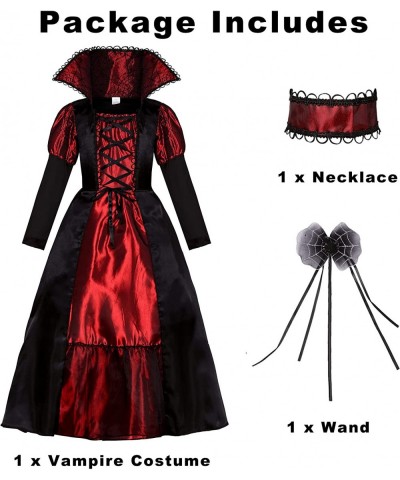 Vampire Costume for Girls Kids Halloween Costumes with Necklace Wand Vampire Queen Dress up $29.22 Kids' Costumes