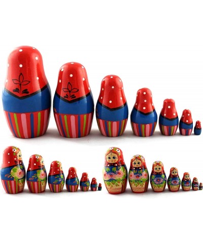 Russian Nesting Dolls Set 7 Pieces - Home Decor Shelf Accents Wooden Matryoshka Stacking Toys for Kids - Baboushka Nesting Do...