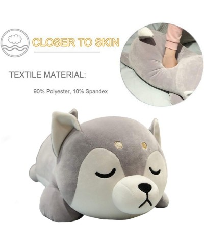 25.6inch Large Laying Husky Dog Plush Pillow Gray Fluffy Stuffed Animals Plushie Dolls Xmas Gifts(Only for Age 14+) $61.25 Ki...