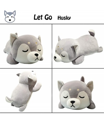 25.6inch Large Laying Husky Dog Plush Pillow Gray Fluffy Stuffed Animals Plushie Dolls Xmas Gifts(Only for Age 14+) $61.25 Ki...