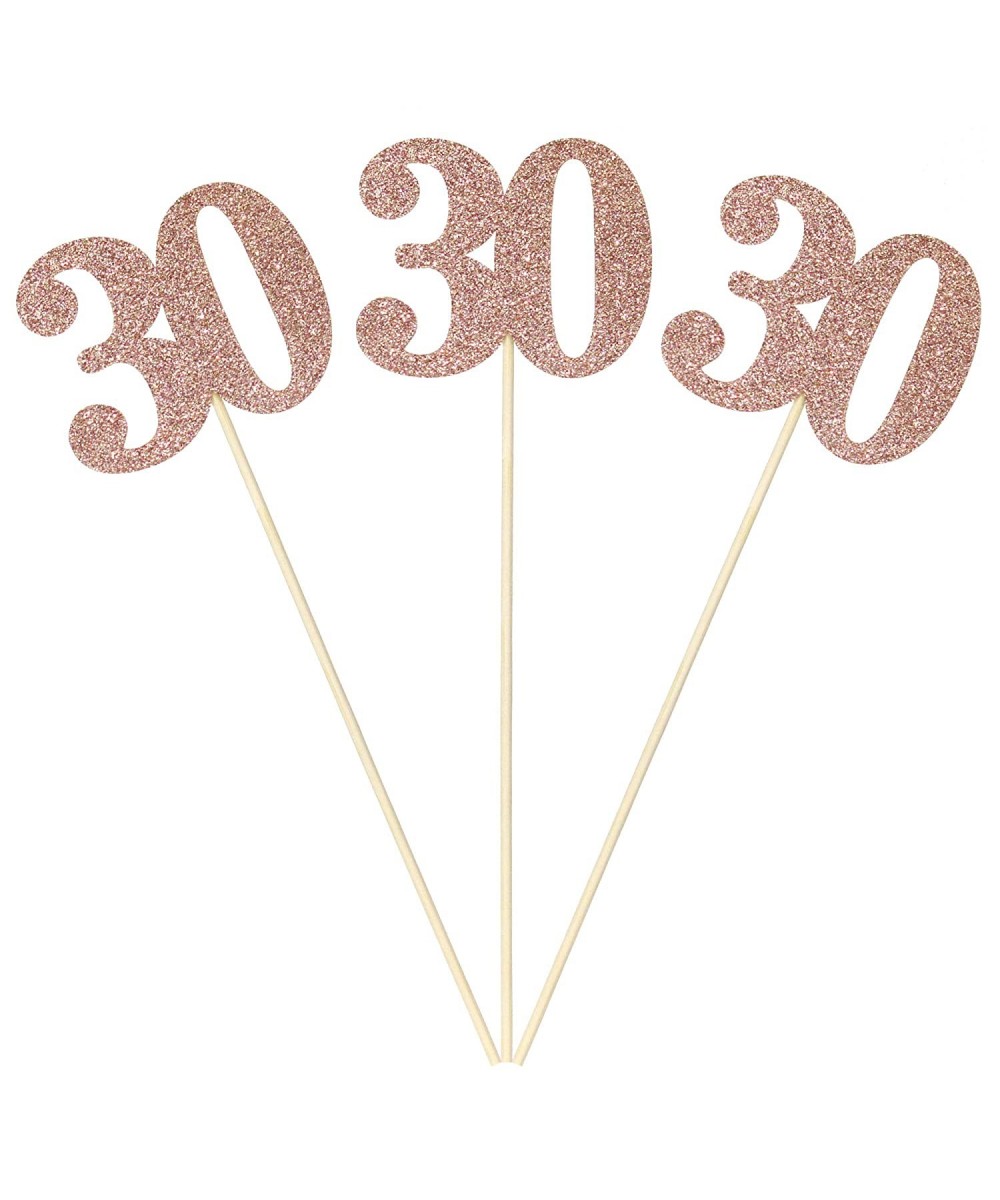 Set of 6 Number 30 Centerpiece Sticks Rose Gold Glitter 30th Birthday Table Centerpieces Flower Toppers Party Supplies $15.94...