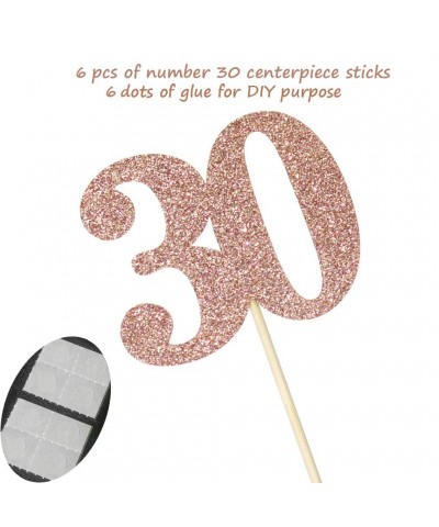 Set of 6 Number 30 Centerpiece Sticks Rose Gold Glitter 30th Birthday Table Centerpieces Flower Toppers Party Supplies $15.94...